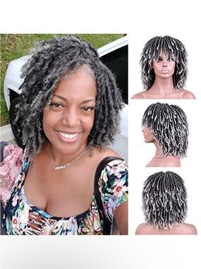 Synthetic Curly Locs Wig in Gray - Natural Texture Women's Hair
